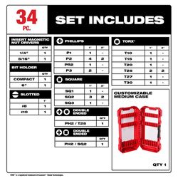 Milwaukee Shockwave Impact Duty Assorted Drill and Driver Bit Set Alloy Steel 34 pc