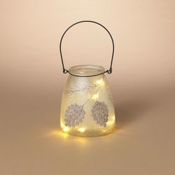 Gerson Frosted Glass Pinecone Lantern 5.9 in.