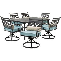 Hanover Montclair 7 pc Java Dining Set Ocean Blue