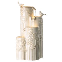 Glitzhome Ceramic White 31.75 in. H Fountain with LED Light