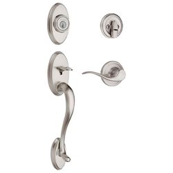 Kwikset SmartKey Shelburne Satin Nickel Handleset