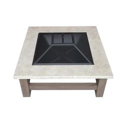 Living Accents 34 in. W Steel Modern Square Wood Fire Pit