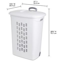 Sterilite White Plastic Wheeled Laundry Basket