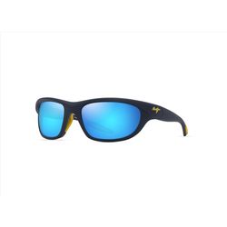 Maui Jim Haulani Sunglasses Unisex Matte Solid Dark Blue w/Yellow Frame Blue Hawaii Lens Polarized
