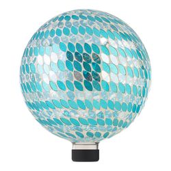 Alpine Blue Glass 12 in. H X 10 in. L X 10 in. W Petals Mosaic Gazing Ball