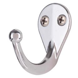 Ace 1-3/4 in. L Chrome Silver Metal Medium Single Garment Hook 2 pk