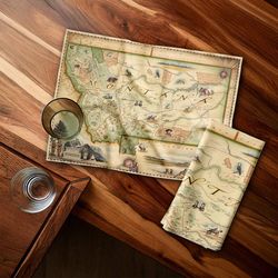 Xplorer Maps Multicolored Cotton Montana Dish Towel