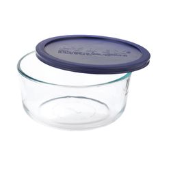 Pyrex Round Glass Storage Dish with Lid Round 7 cup Blue
