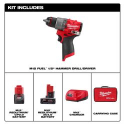 Milwaukee M12 FUEL 1/2 in. Brushless Cordless Hammer Drill/Driver Kit (Battery & Charger)