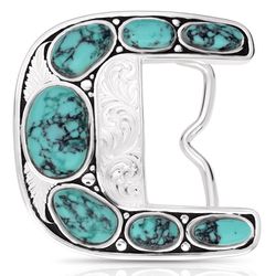 Montana Silversmiths Clear Blue Sky Turquoise Blue Belt Buckle