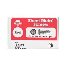 HILLMAN No. 6 Ga. X 3/8 in. L Phillips Pan Head Sheet Metal Screws 100 pk