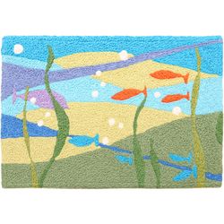 Jellybean 30 in. W X 20 in. L Multicolored All The Little Fishes Polyester Accent Rug