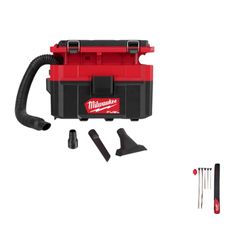 Milwaukee M18 FUEL Packout 2.5 Gal Vac w Long Reach Flexible Micro Hose Set Air Tip