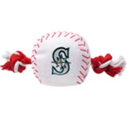 Pets First MLB For Dog Red/White Nylon Seattle Mariners Baseball Tug Dog Toy 1 pk