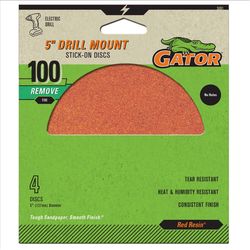Gator 5 in. Aluminum Oxide Adhesive Sanding Disc 100 Grit Medium 4 pk