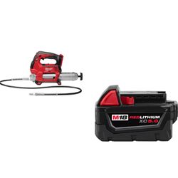Milwaukee M18 Grease Gun with M18 5Ah Battery Pack Bundle