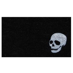 Home & More 1.42  W X 2.42  L Black White Skull Coir Door Mat