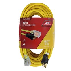Ace Indoor or Outdoor 50 ft. L Yellow Extension Cord 12/3 SJTW