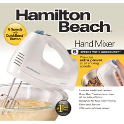 Hamilton Beach White 6 speed Hand Mixer
