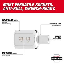 Milwaukee Four Flat 3/8 in. drive SAE Socket Adapter 1 pc