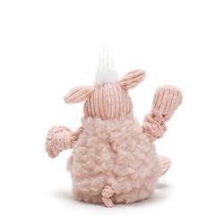HuggleHounds FlufferKnottie For Dog Pink/White Fleece Penelope Pig Dog Toy Small 1