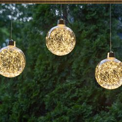 Celebrations LED Warm White Globe Ornament 6 in. Hanging Decor