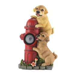 Zingz & Thingz Multicolored Polyresin 12 in. H X 7.25 in. L X 5 in. W Dogs & Fire Hydrant Solar Stat