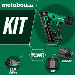 Metabo HPT 15 Ga. Cordless 34 deg Angled Finish Nailer Kit (Battery & Charger) 18 V