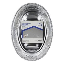 Home Plus Durable Foil 11-1/2 in. W X 16-1/2 in. L Oval Roaster Pan Silver 2 pc