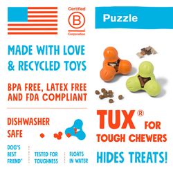 West Paw Zogoflex For Dog Orange Plastic Tux Dog Treat Toy/Dispenser Large 1 pk