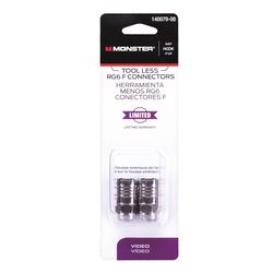 Monster Just Hook It Up Tool Less RG6 Quad Coaxial Connector 2 pk