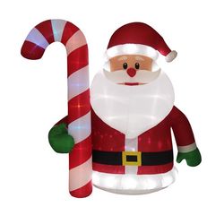 Celebrations LED White Santa with Candy Cane 12 ft. Inflatable