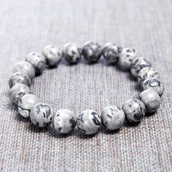 Mad Man Mens Storm Lava Rock Black/White Bracelet Stone Water Resistant