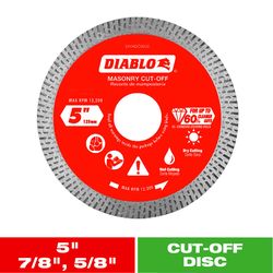 Diablo 5 in. D X 7/8 in. X .055 in. thick Diamond Masonry Cut-Off Disc 1 pk