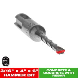 Diablo 3/16 in. X 6 in. L Carbide Tipped 2-Cutter Hammer Drill Bit SDS-Plus Shank 1 pk