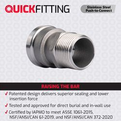 QuickFitting 3/4 in. MNPT in. Stainless Steel Straight Adapter