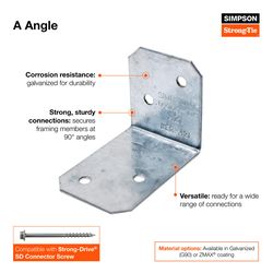 Simpson Strong-Tie ZMax 2.5 in. H X 1.5 in. W 18 Ga. Galvanized Steel Framing Angle