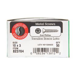 HILLMAN No. 10 Ga. X 3 in. L Phillips Oval Head Sheet Metal Screws 50 pk