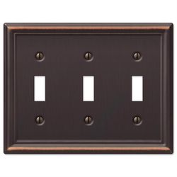 Amerelle Chelsea Aged Bronze 3 gang Stamped Steel Toggle Wall Plate 1 pk