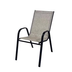 Living Accents Tan Sling Black Steel Frame Stackable Dining Chair