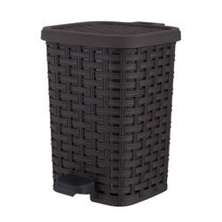 Superio Brand 6 qt Brown Plastic Wicker Step Trash Can