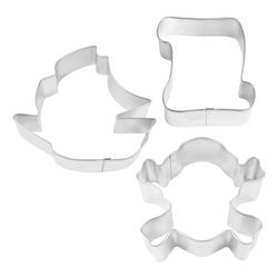 R&M International Corp Pirate Cookie Cutter Set Silver 3 pc
