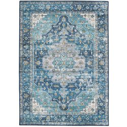 Linon Home Decor Jewett 5 ft. W X 7 ft. L Teal Traditional Polyester Area Rug