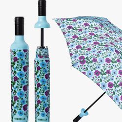 Vinrella Blue/Green Floral Fantasy 38 in. D Umbrella
