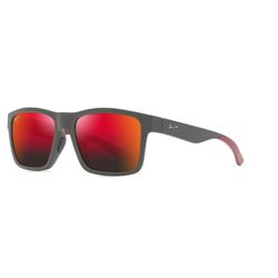 Maui Jim The Flats Sunglasses Unisex Dark Grey with Brick Red Frame Hawaii Lava Lens Polarized