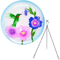 Songbird Essentials Multicolored Glass 12.99 in. Hummingbird Bird Bath