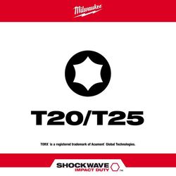 Milwaukee Shockwave Torx T20/T25 X 2-3/8 in. L Impact Double-Ended Power Bit Steel 1 pc