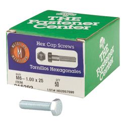 HILLMAN M6-1.00 mm D X 25 mm L Heat Treated Steel Hex Head Cap Screw 1 pk