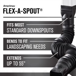 Amerimax Flex-A-Spout 4 in. H X 4 in. W X 25.5 in. L Black Vinyl K Downspout Extension