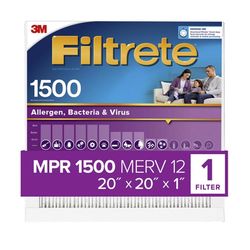Filtrete 20 in. W X 20 in. H X 1 in. 1500 MPR Pleated Allergen Air Filter 1 pk